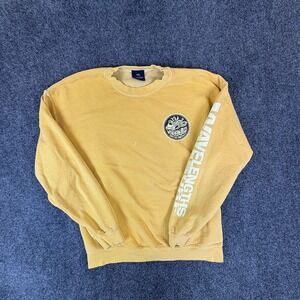 Yesterdays Wavelengths Surf Sweatshirt Mens Medium Mustard Yellow Logo Cotton
